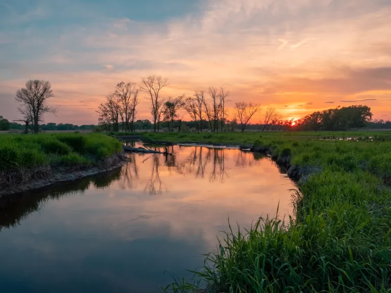 A river at sunset.
