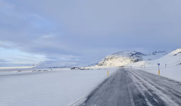 Iceland road in winter.